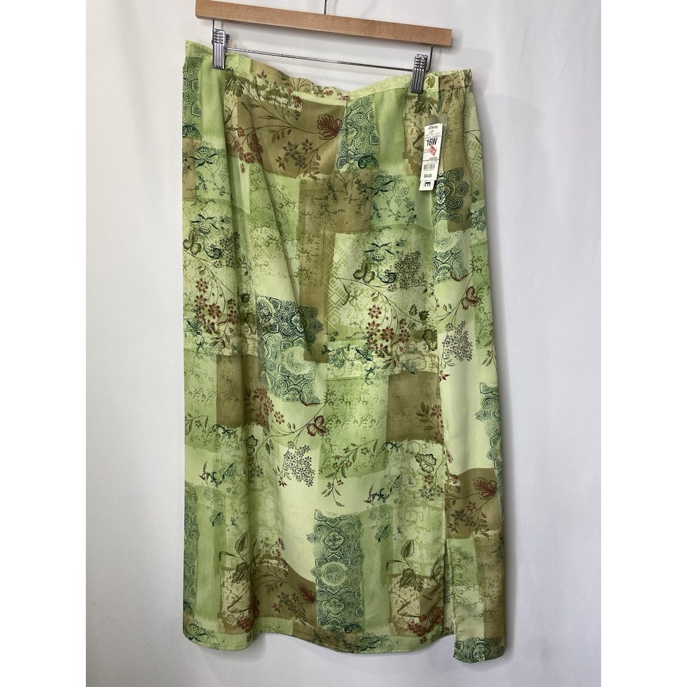 Vintage 90s Worthington Midi Skirt Womens 16 Floral Forest Fairy Cottage Earthy